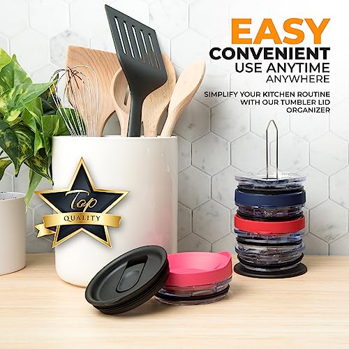 ELYPRO Tumbler Lid Organizer: Space-Saving, Vertical Storage (Up to 10 Lids)