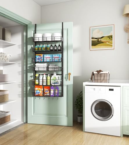 Over-the-Door Pantry Organizer with Adjustable Baskets - Black