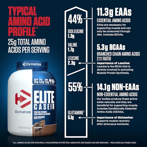 Dymatize Casein Protein Powder, Enhanced Overnight Recovery (Rich Chocolate)