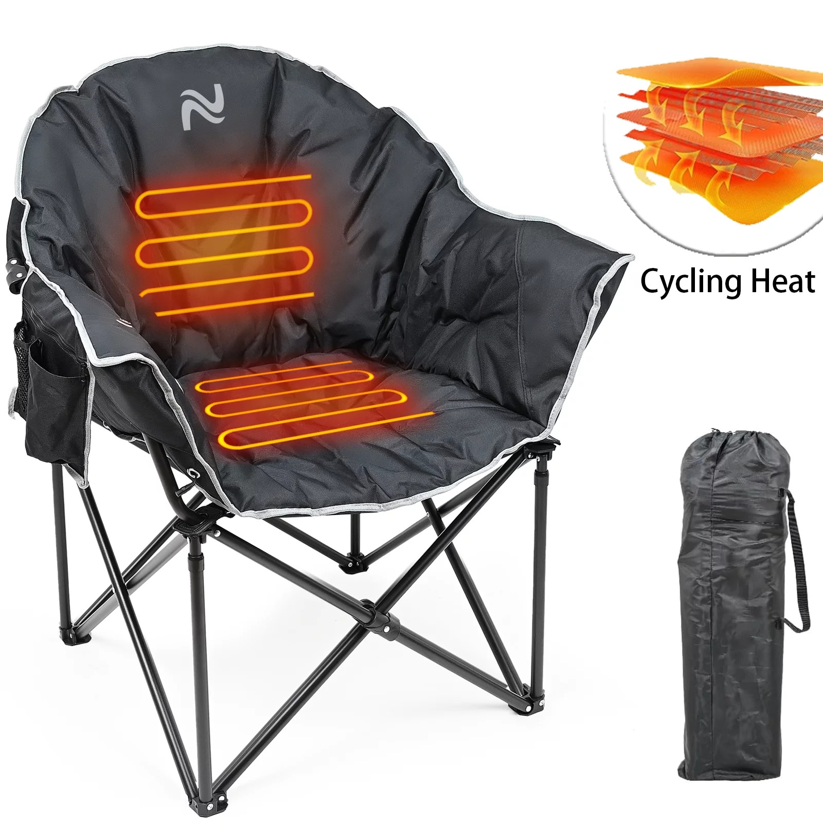 SLSY Oversized Heated Camping Chair: Outdoor Folding Chair
