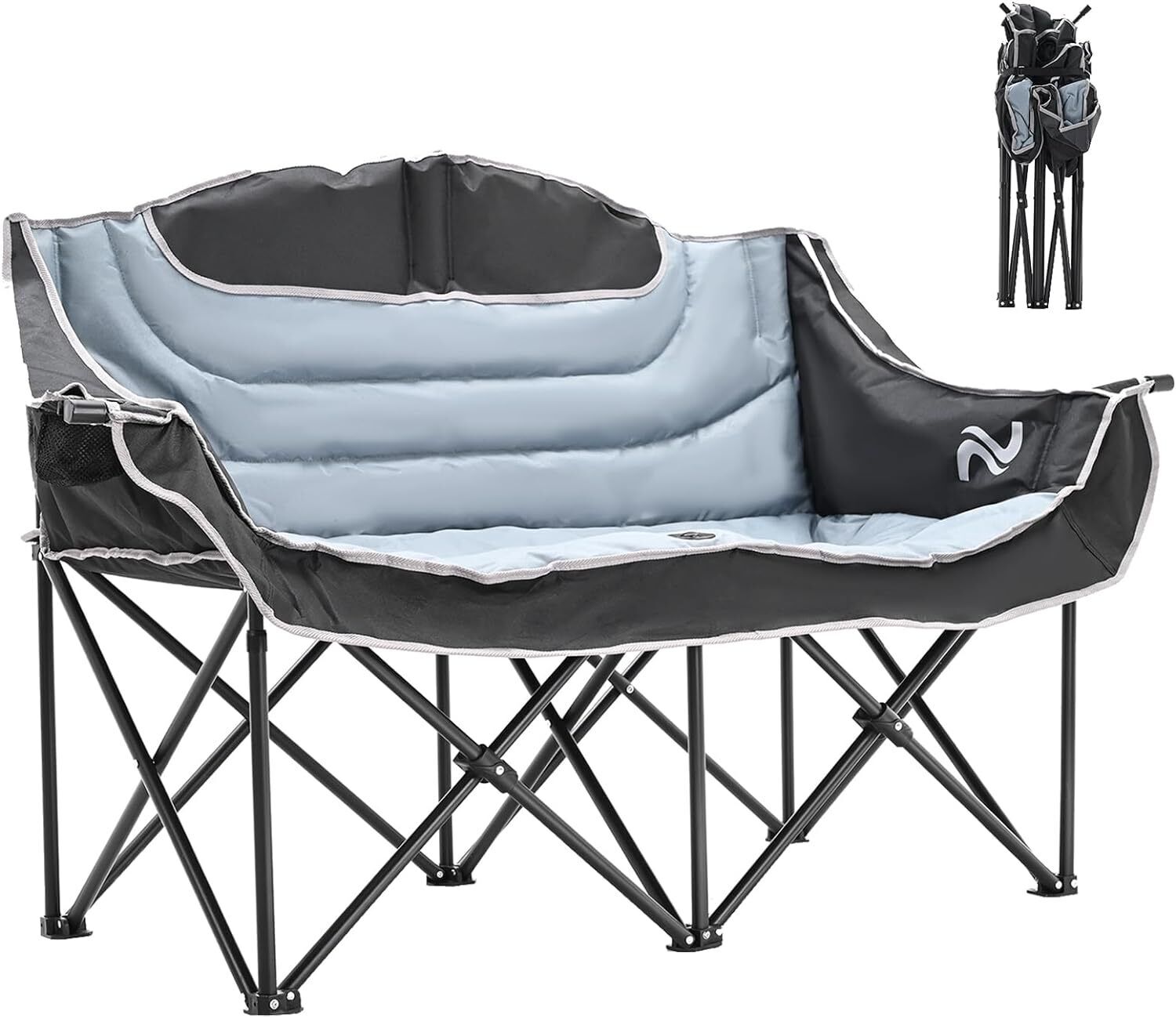 Double Camping Chair Heavy Duty Loveseat for 2