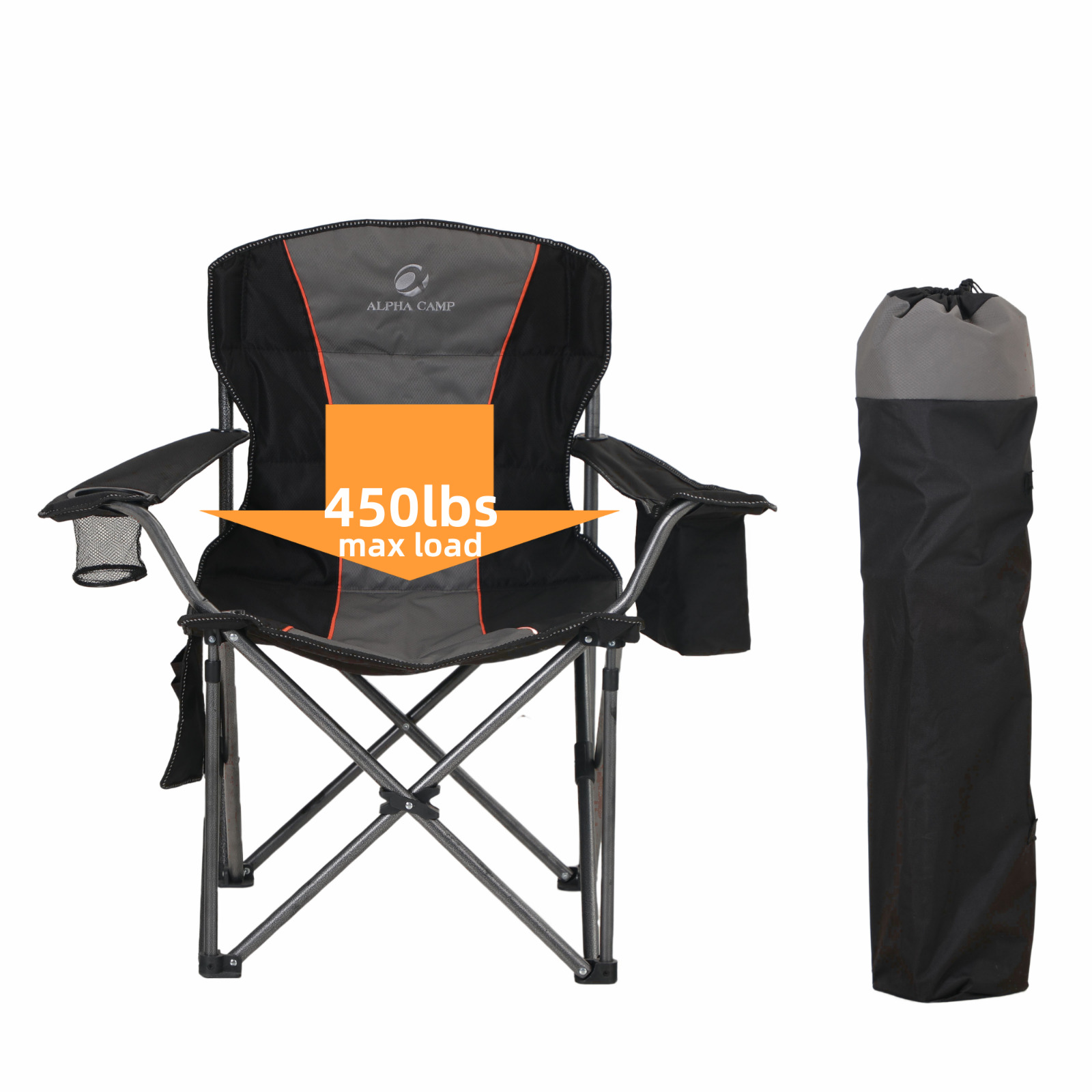 Alpha Camp Heavy Duty Folding Camping Chair with Cup Holder