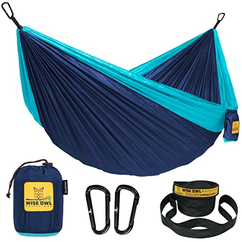 Wise Owl Outfitters Double Camping Hammock - Navy/Lt Blue