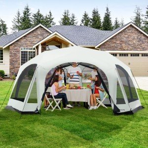 20-Person Camping Tent with Steel Frame, Mesh Windows