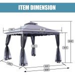 10x10ft Waterproof Gazebo with Mosquito Netting