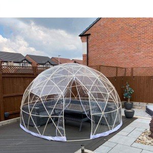 White Quick Assembly Geodesic Dome Tent for Camping