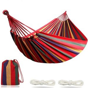 Portable 1-2 Person Rainbow Stripe Hammock Swing