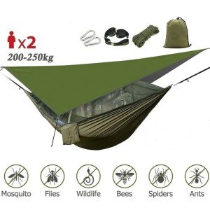 Portable Camping Hammock with Mosquito Net and Rainfly