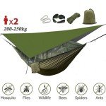 Portable Camping Hammock with Mosquito Net and Rainfly