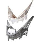 Macrame Double Hammock with Tassels for Relaxing