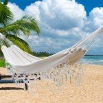 Boho Macrame Double Hammock with Fringe Tassels