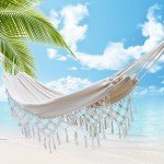 Boho Macrame Double Hammock with Fringe Tassels