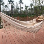 Boho Macrame Double Hammock with Fringe Tassels