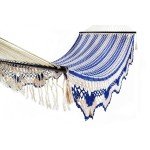 Blue Cotton Mexican Hammock with Spreader Bar