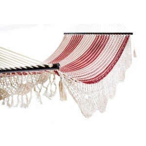 Burgundy Cotton Mexican Hammock with Spreader Bar
