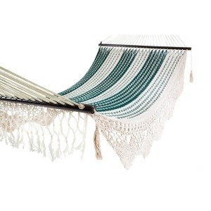 Green Cotton Mexican Hammock with Spreader Bar