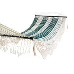 Green Cotton Mexican Hammock with Spreader Bar