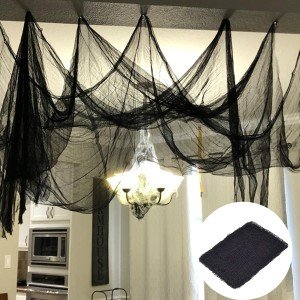 Creepy Black Halloween Gauze Spider Web Decor