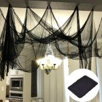 Creepy Black Halloween Gauze Spider Web Decor