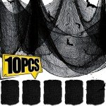 Black Halloween Creepy Cloth Spider Web Decoration