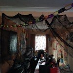 Creepy Black Halloween Gauze Spider Web Decor