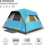 6-Person Instant Blackout Cabin Tent with Rainfly