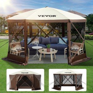 VEVOR 6-Sided 12x12ft Camping Gazebo Canopy