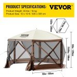 VEVOR 12x12ft Pop-up Camping Canopy Shelter