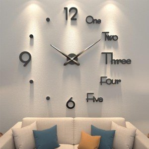 3D Wall Clock DIY Big Wall Clocks Modern Living Room Acrylic Mirror Stickers Self-Adhesive Quartz Watch Silent Home Decoration