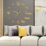 3D Wall Clock DIY Big Wall Clocks Modern Living Room Acrylic Mirror Stickers Self-Adhesive Quartz Watch Silent Home Decoration