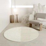 Home Absorbent Non-Slip Carpet Modern Minimalist Mat Living Room Fluffy Bedroom Decor Striped Carpet Large Area Circular Carpet