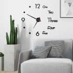 3D Wall Clock DIY Big Wall Clocks Modern Living Room Acrylic Mirror Stickers Self-Adhesive Quartz Watch Silent Home Decoration