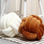 Art Decor Knot Ball Throw Pillow Handmade Soft Velvet Big Cushion Modern & Cozy Decorative Christmas Cushion for Home Sofa White