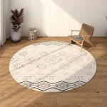 Home Absorbent Non-Slip Carpet Modern Minimalist Mat Living Room Fluffy Bedroom Decor Striped Carpet Large Area Circular Carpet