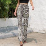 Snakeskin Print Flare Pants for Camping Adventures
