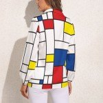 Mondrian-Inspired Oversized Long Sleeve Blouse