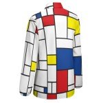 Mondrian-Inspired Oversized Long Sleeve Blouse