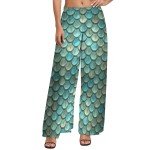Metallic Mermaid Fish Scale Wide Leg Pants