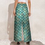 Metallic Mermaid Fish Scale Wide Leg Pants