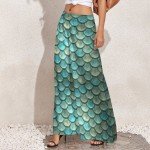 Metallic Mermaid Fish Scale Wide Leg Pants