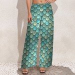 Metallic Mermaid Fish Scale Wide Leg Pants