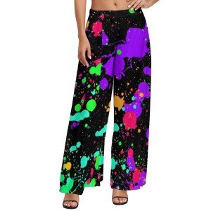Neon Splatter Print High-Waisted Camping Pants