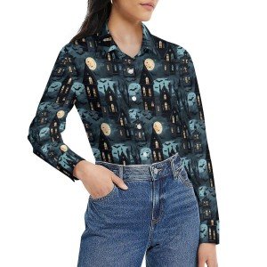 Haunted Mansion Halloween Oversized Blouse for Women