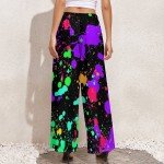Neon Splatter Print High-Waisted Camping Pants