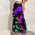 Neon Splatter Print High-Waisted Camping Pants
