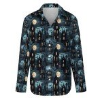 Haunted Mansion Halloween Oversized Blouse for Women