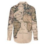 1714 Vintage Map Graphic Oversized Blouse for Women