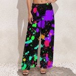 Neon Splatter Print High-Waisted Camping Pants
