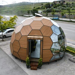 Wooden Honeycomb Glass Dome for Luxury Camping