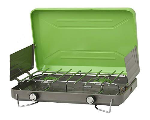 Portable 2-Burner Camping Stove Grill for Outdoor Cooking